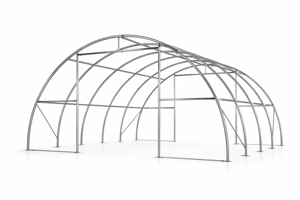 Rundbogenhalle Gestänge – Skizze/Zeichnung der Stahlkonstruktion