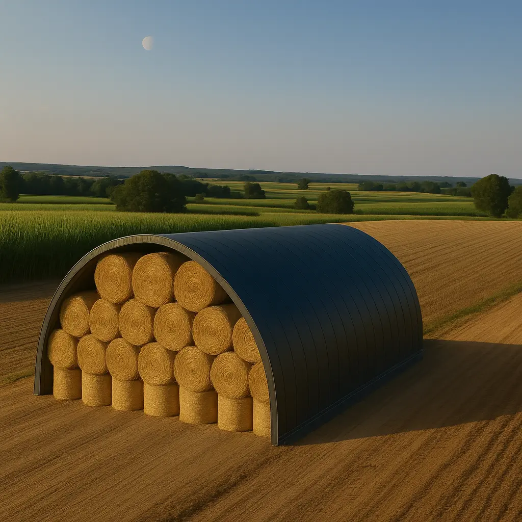 Aufbau einer Rundbogenhalle als Bausatz auf dem Betriebsgelände