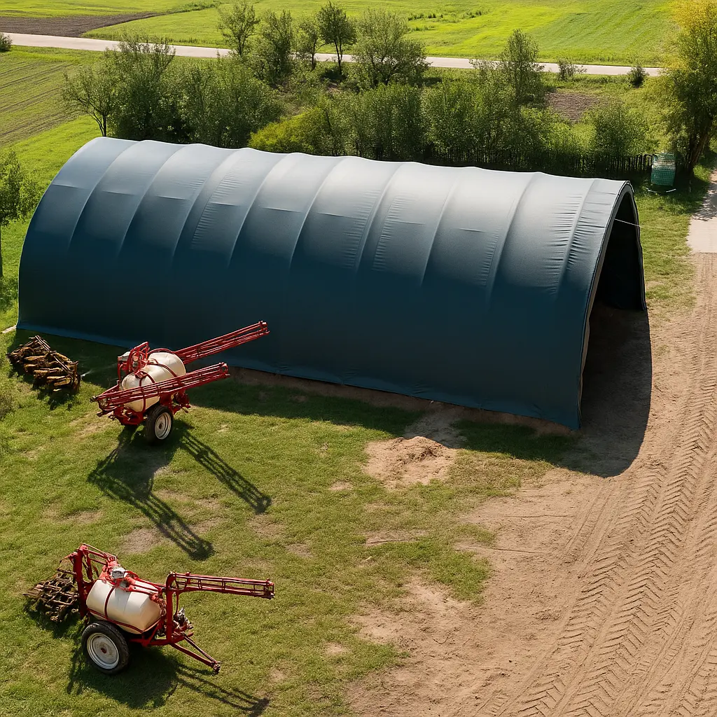 Rundbogenhalle mit Toröffnung – praktische Einfahrt für Maschinen und Material